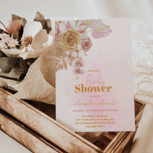 Pampas Grass Bohemian Boho Baby Shower Inbjudningar