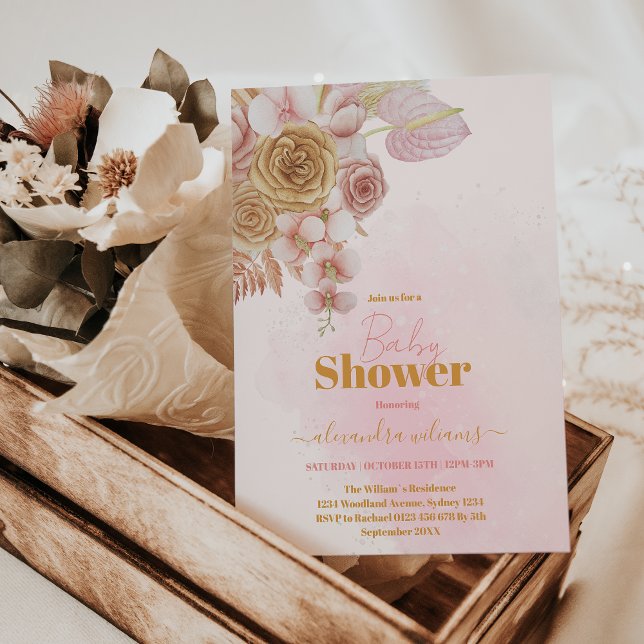 Pampas Grass Bohemian Boho Baby Shower Inbjudningar (Skapare uppladdad)