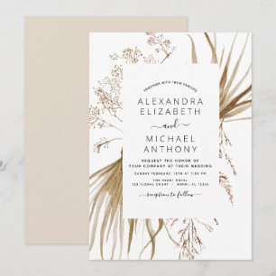 Pampas Grass Bohemian Boho bröllopsinbjudan Inbjudningar