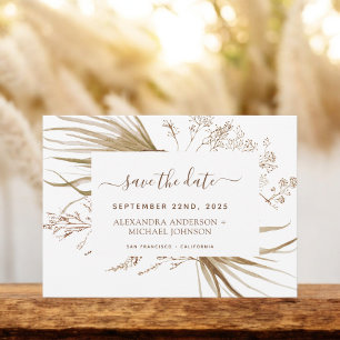 Pampas Grass Bohemian Boho Spara datumet Inbjudningar