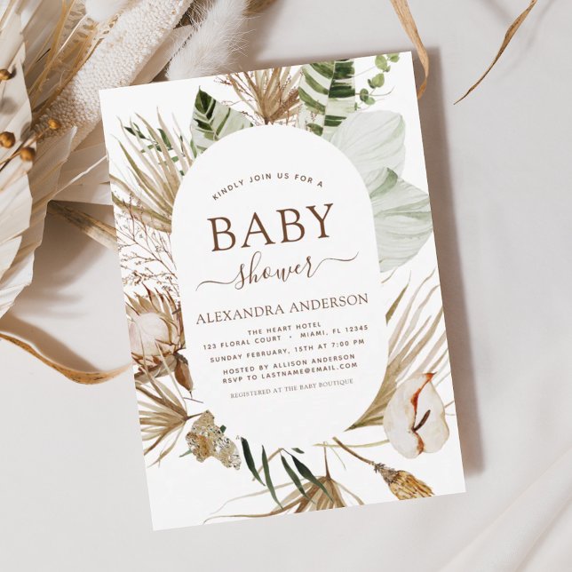 Pampas Grass Bohemian Boho Tropical Baby Shower in Inbjudningar (Skapare uppladdad)