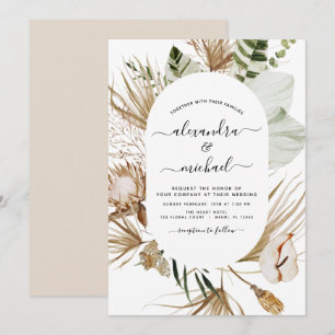 Pampas Grass Bohemian Boho Tropical Bröllop Invita Inbjudningar