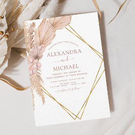 Pampas Grass Bohemian Boho Tropical Bröllop Invita Inbjudningar