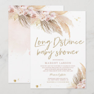 Pampas Grass Bohemian Long Avstånd Baby Shower Inbjudningar