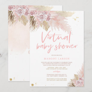 Pampas Grass Bohemian Virtuell Zoom Baby Shower Inbjudningar
