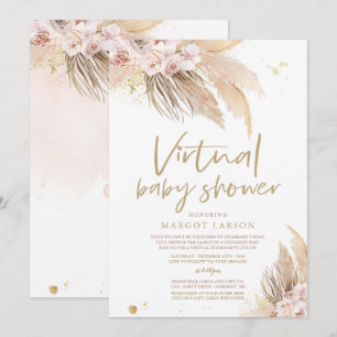 Pampas Grass Bohemian Virtuell Zoom Baby Shower Inbjudningar