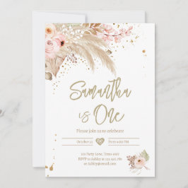 Pampas Grass Boho ANY AGE Rustic Girl Birthday Inbjudningar