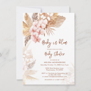 Pampas Grass Boho Baby i Bloom Girl Baby Shower Inbjudningar