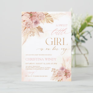 Pampas Grass Boho Baby Shower a Sweet Little Girl Inbjudningar