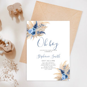 Pampas Grass Boho Baby Shower Boy-inbjudan Inbjudningar