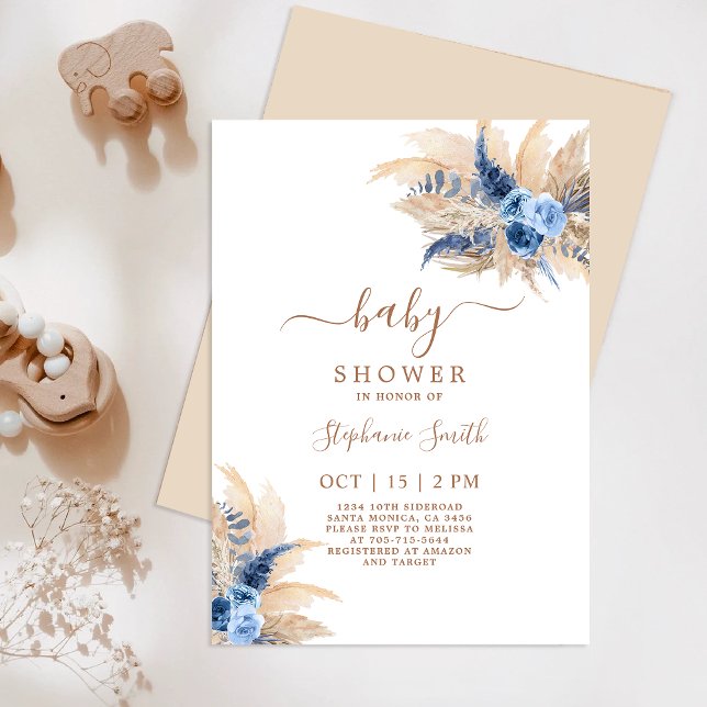 Pampas Grass Boho Baby Shower Boy-inbjudan Inbjudningar (Skapare uppladdad)