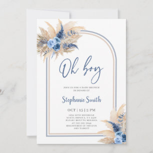 Pampas Grass Boho Baby Shower Boy-inbjudan Inbjudningar