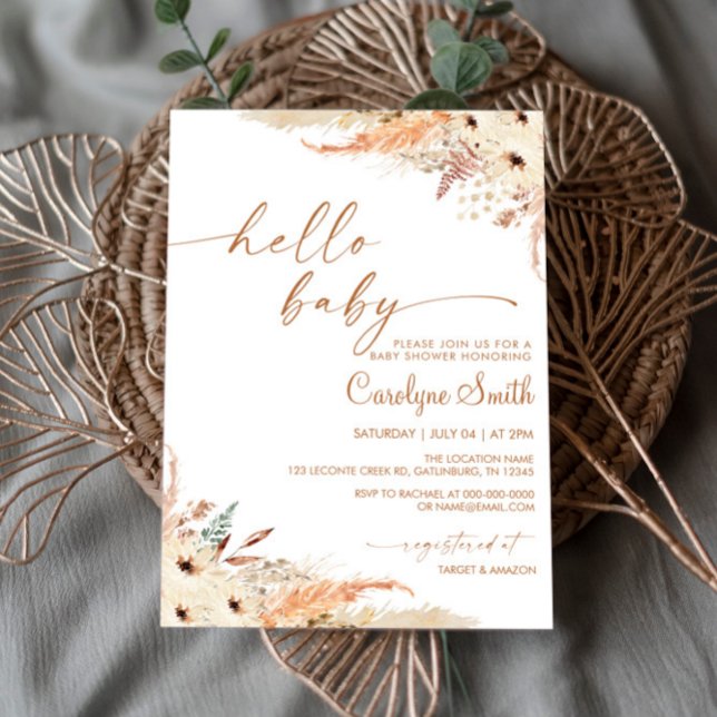Pampas Grass Boho Baby Shower-inbjudan Inbjudningar (Skapare uppladdad)
