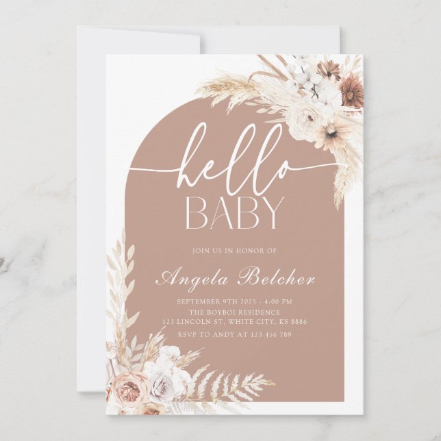 Pampas Grass Boho Baby Shower Inbjudningar (Framsida)