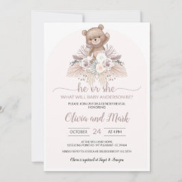 Pampas Grass Boho bär Gender Reveal Inbjudningar