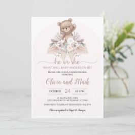 Pampas Grass Boho bär Gender Reveal Inbjudningar