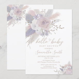 Pampas Grass Boho Blommigt Baby Shower-inbjudan Inbjudningar
