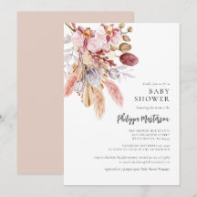 Pampas Grass Boho Blommigt Girl Baby Shower