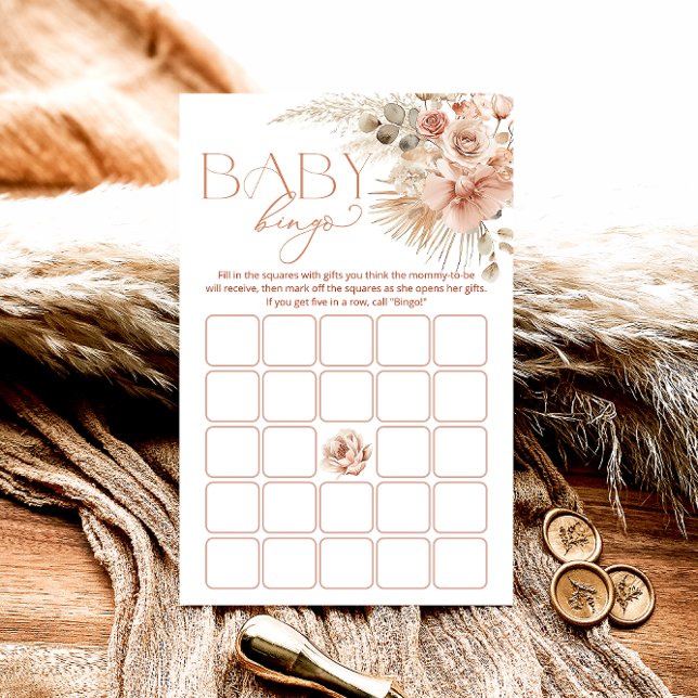 Pampas Grass Boho Bohemian Baby Shower Bingo Game (Skapare uppladdad)