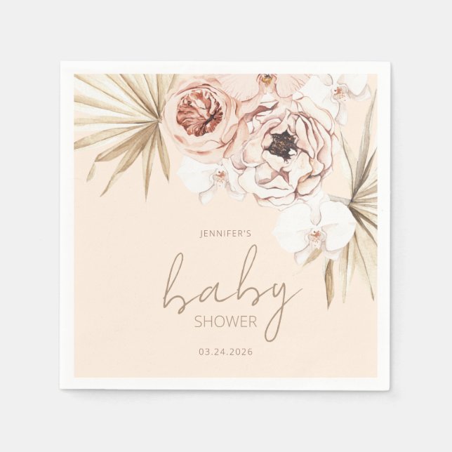 Pampas Grass Boho Bohemian Baby Shower Pappersservett (Framsidan)