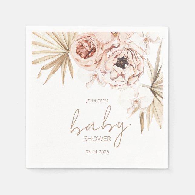 Pampas Grass Boho Bohemian Baby Shower Pappersservett (Framsidan)
