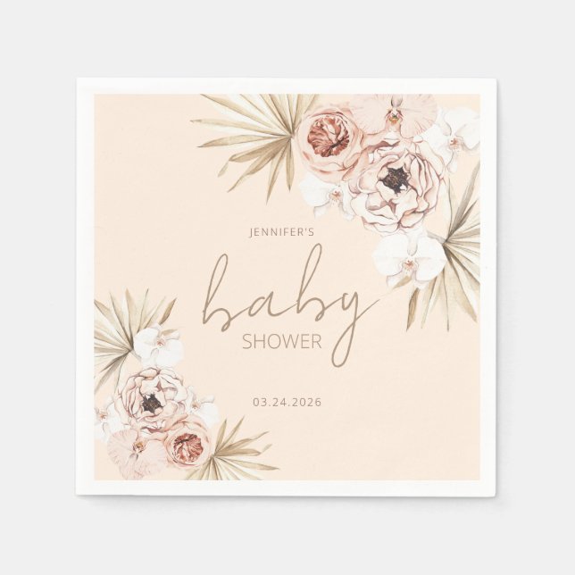 Pampas Grass Boho Bohemian Baby Shower Pappersservett (Framsidan)