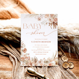 Pampas Grass Boho Bohemian Blommigt Baby Shower Inbjudningar
