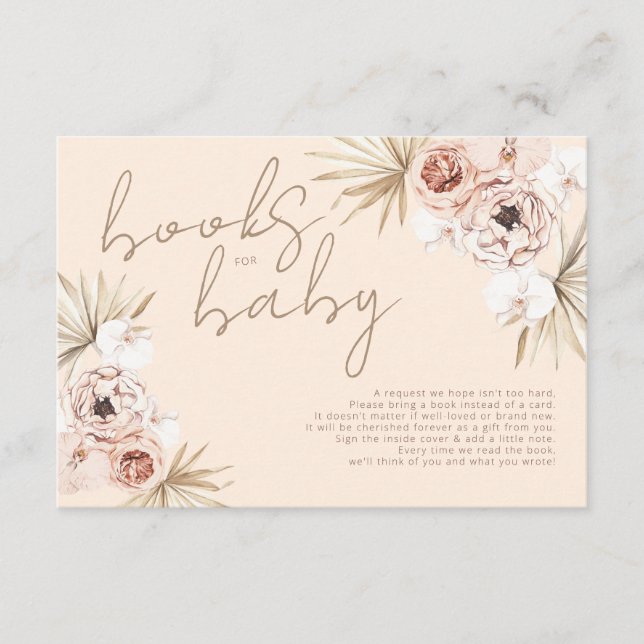 Pampas Grass Boho Bohemian Bokar för Baby Tilläggskort (Framsida)