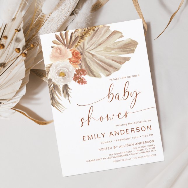 Pampas Grass Boho Bohemian Desert Baby Shower Inbjudningar (Skapare uppladdad)