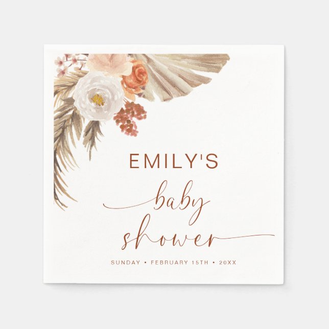 Pampas Grass Boho Bohemian Desert Baby Shower Pappersservett (Framsidan)