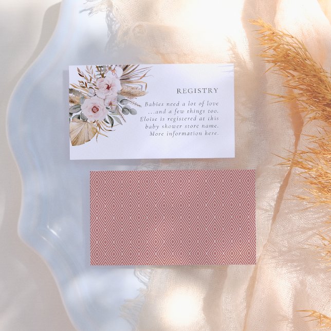 Pampas Grass Boho Bohemian Desert Girl Baby Shower Tilläggskort (Skapare uppladdad)