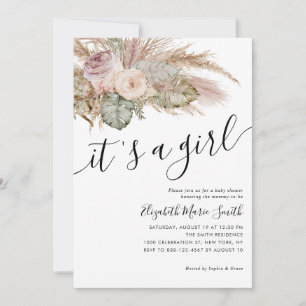 Pampas Grass Boho Bohemian Det är en babystötare Inbjudningar