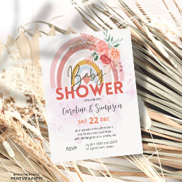 Pampas Grass Boho Bohemian retro Baby Shower Inbjudningar