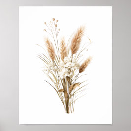 Pampas Grass Boho Botanical Neutralt Decor Poster