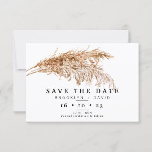Pampas Grass Boho Bröllop spara datum Card Inbjudningar