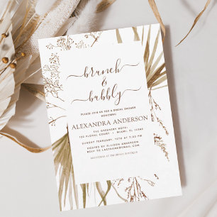 Pampas Grass Boho Brunch & Bubly Möhippa Inbjudningar
