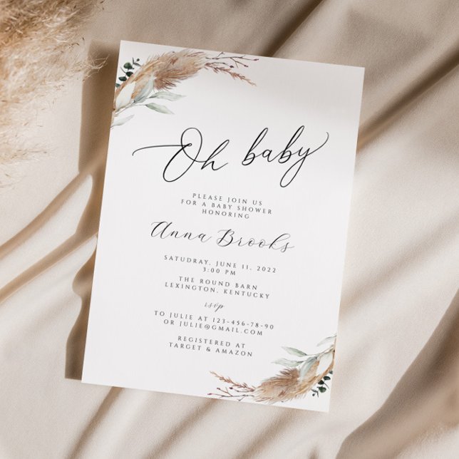 Pampas Grass Boho Chic babydusch Inbjudningar (Skapare uppladdad)