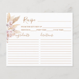 Pampas Grass Boho Chic Recept Card