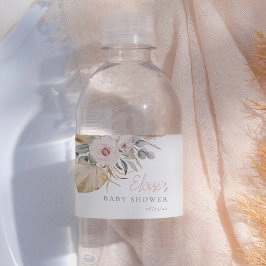 Pampas Grass Boho Elegant Girl Baby Shower Vattenflaskor Etikett