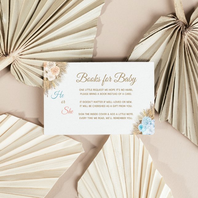 Pampas Grass Boho Gender Reveal Bokar för Baby Tilläggskort (Skapare uppladdad)
