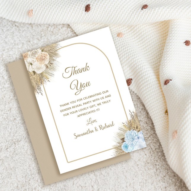Pampas Grass Boho Gender Reveal Party Tack Kort (Skapare uppladdad)