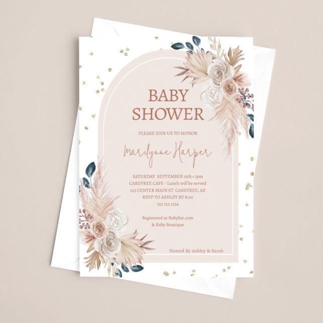 Pampas Grass Boho Girl Baby Shower Inbjudningar (Skapare uppladdad)