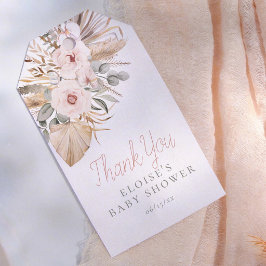 Pampas Grass Boho Girl Baby Shower Thank You Presentetikett