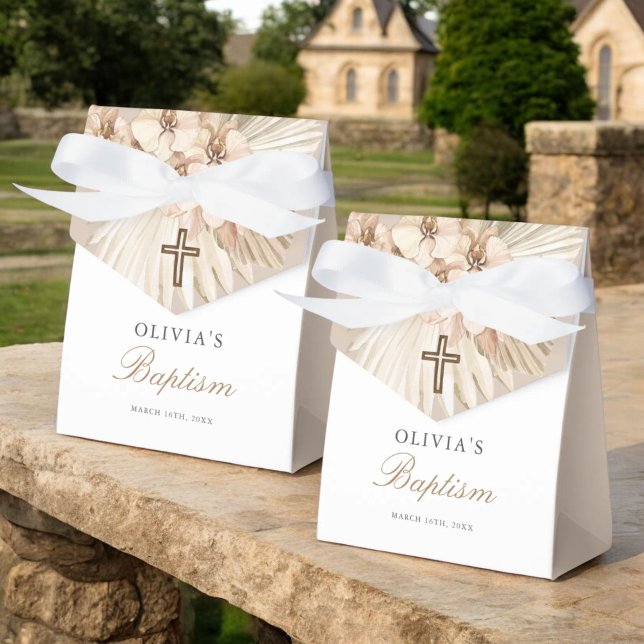 Pampas Grass Boho Girl Baptism Party-favoritruta Presentaskar (Skapare uppladdad)