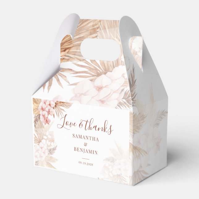 Pampas Grass Boho Kärlek och tack Bröllop Presentaskar (Framsidan Sidan)