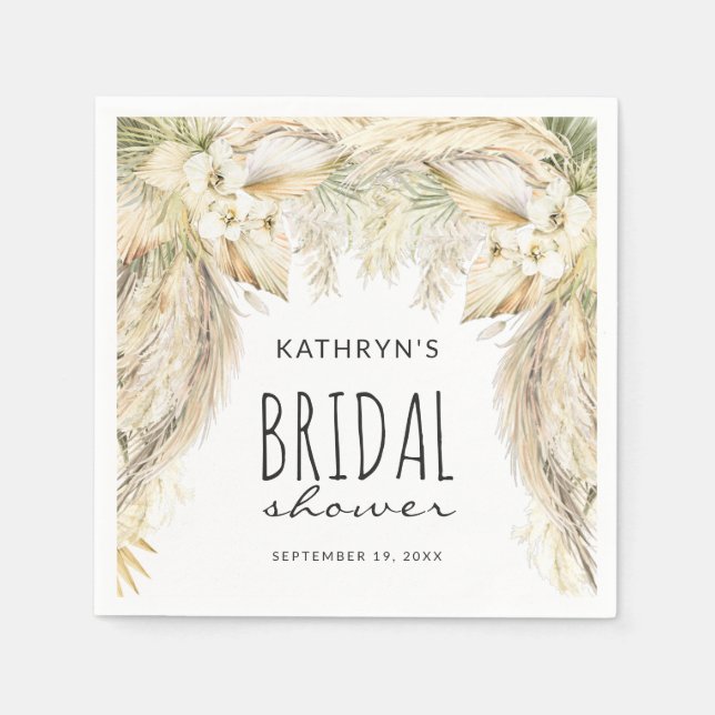 Pampas Grass Boho Möhippa Arch Napkins Pappersservett (Framsidan)