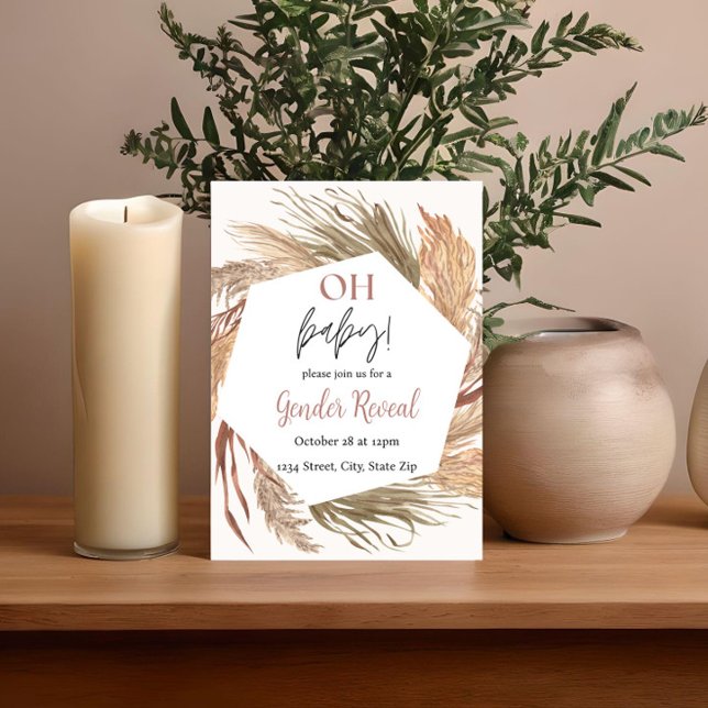 Pampas Grass Boho Neutralt Gender Reveal bjudan Inbjudningar (Skapare uppladdad)