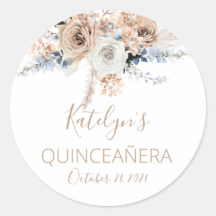 Pampas Grass Boho Quinceañera Favor Sticker Runt Klistermärke