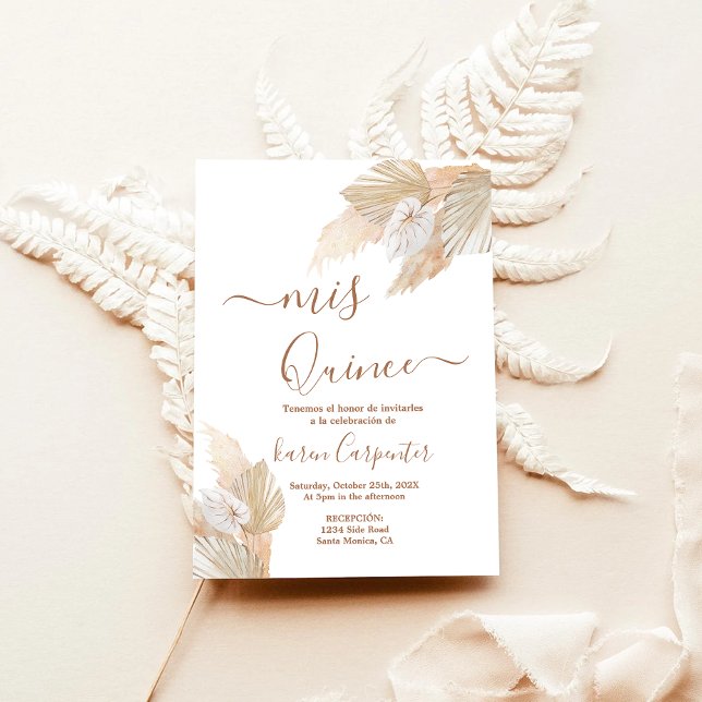 Pampas Grass Boho Quinceanera-inbjudan Inbjudningar (Skapare uppladdad)