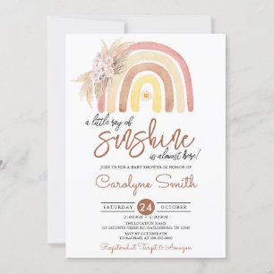 Pampas Grass Boho Rainbow Baby Shower Inbjudningar